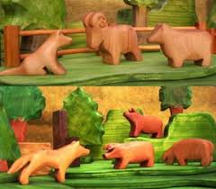 carved wooden animals
