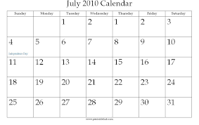 july 2010 calendar printable