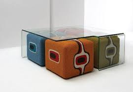 coffee table with stools underneath