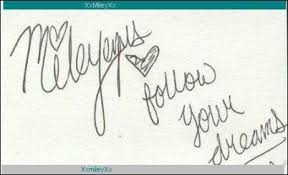 autograph of miley cyrus