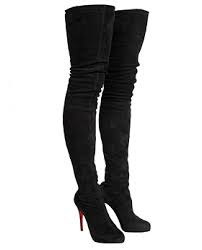 black suede thigh high boot