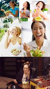 Image result for women eating salad and smiling