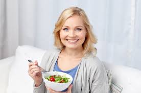 Image result for women eating salad and smiling