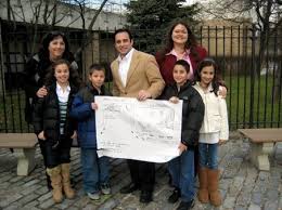 From left are teacher Andrea Santiamo, students Alexa Maetta, Frank Giraldi, Anthony Maisano and Rebecca DelVecchio, and teacher Lorrie Brown. - large_02-12-szne-chalk