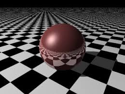 Image result for sphere checkered plane raytrace