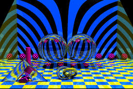 Image result for sphere checkered plane raytrace