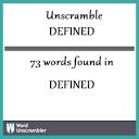Unscramble DEFINED - Unscrambled 73 words from letters in DEFINED