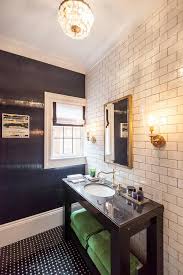 White and Black Bathroom with Green Accents - Contemporary - Bathroom