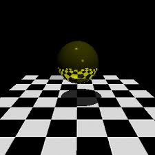Image result for sphere checkered plane raytrace