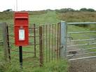 Pillar box and Kiss Gate. Looking NW up the track from the B4417 - via Daymix