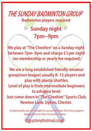 Image result for Cheshire Badminton Club
