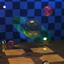 Image result for sphere checkered plane raytrace