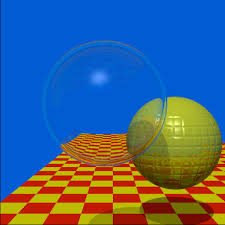 Image result for sphere checkered plane raytrace