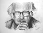 Photo of Johan Galtung · Portrait of Johan Galtung - galtung_press_drawing