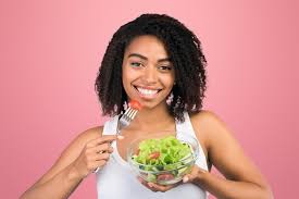 Image result for women eating salad and smiling