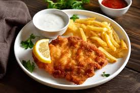 Image result for schnitzel mit pommes