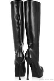 Black Knee High Boots For Women Platform Patent Round Toes Boots ...