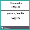 Unscramble INQUIRY - Unscrambled 19 words from letters in INQUIRY