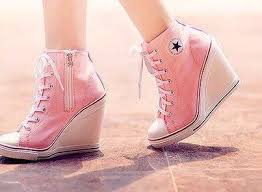 I found 'Converse all star chucks pink wedges heels shoes super ...
