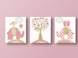 Baby Girl Nursery Decor Art Prints Elephant by GalerieAnais