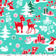 Michael Miller Fabric Holiday Yule Critters Aqua 1 by fabricworm