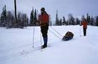 Skier on the skis sled drags - via Daymix
