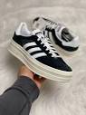 Adidas Gazelle Bold Low Womens Casual Shoes Black White HQ6912 NEW ...