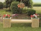 Amish Pine Outdoor Country Bench Planter with Plastic Pot | Amish ...