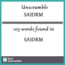 Unscramble SAIDRM - Unscrambled 105 words from letters in SAIDRM