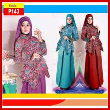 baju busana muslim batik terbaru julia gamis P143 | Gamis Pesta Modern