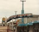 Pepsi monorail at the Pleasure Beach. The pillars of the old Cableway also - via Daymix
