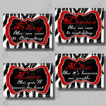 RED Zebra Print Dance Sing Live Love Quote Art by collagebycollins