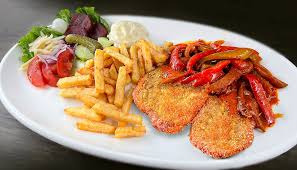 Image result for schnitzel mit pommes