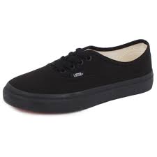 Vans Authentic Veeobka Kids Canvas Laced Trainers Shoes Black ...