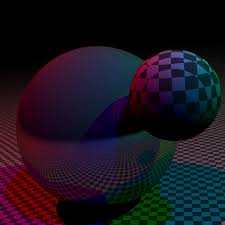 Image result for sphere checkered plane raytrace