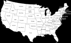 Contiguous United States Black and White Outline Map