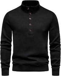 Image result for Мужская толстовка neck button black
