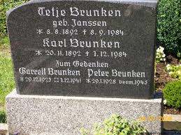 Grab von Peter Brunken (29.01.1928-Verm. 1945), Friedhof Pilsum