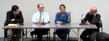 Prof Najam, Dean Juárez, Dr. Sarabhai and Prof. deQuadros engaged in conversation. On Monday, October 18, 2010, renowned Indian social activist and dancer ... - sarabhaipanel1