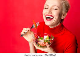 Image result for women eating salad and smiling