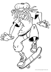 Skateboarding coloring page