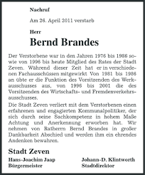 Bernd Brandes : Nachruf - Zevener Zeitung Traueranzeigen - Zevener ...