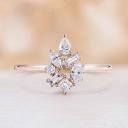 Art Deco 0.5CT Diamond Cluster Engagement Ring Rose Gold Vintage ...