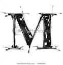 Letter M Alphabet Symbol   Grunge Hand Draw Paint Stock Photo