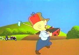 Elmer Fudd working in his garden