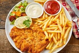 Image result for schnitzel mit pommes