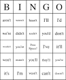 Contractions Bingo Cards