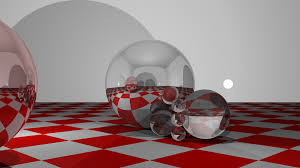 Image result for sphere checkered plane raytrace