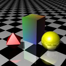 Image result for sphere checkered plane raytrace