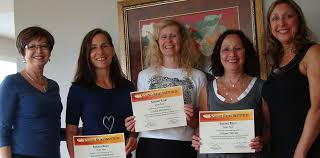 The Graduating Class of Sound Reiki Level Two – June 2012. L to R Heather Hannan, Victoria Northcott, Leslie Hennessy, Liliane Neron, Catherine Varga - SR-II-Grads-June-2012